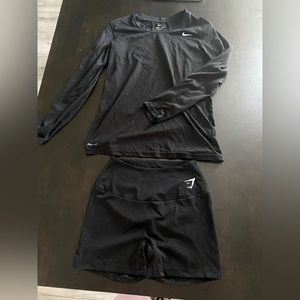 Nike long sleeve and gym shark dreamy shorts set